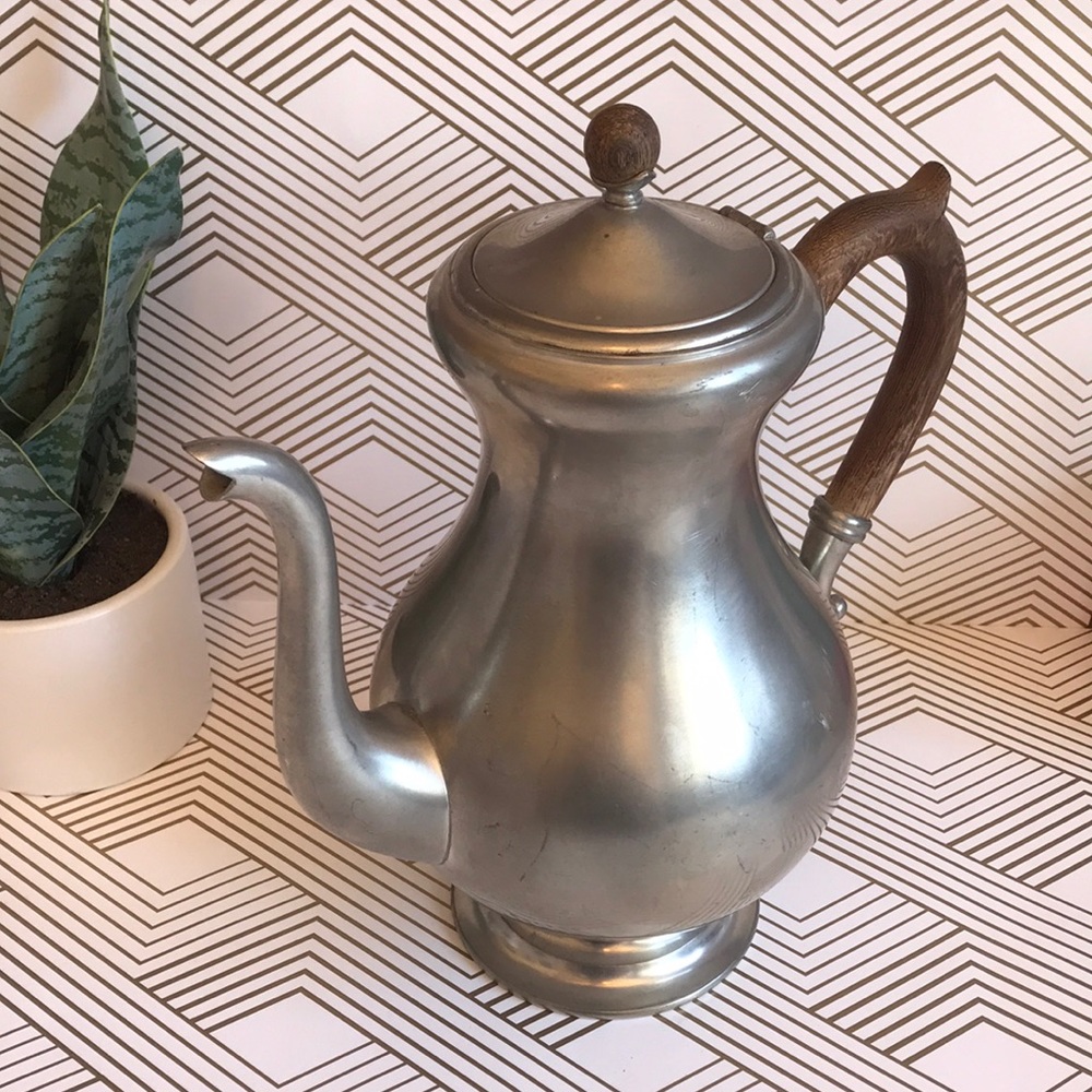Royal Holland Pewter Daalderop Teapot with Wooden Handle Antique Vintage